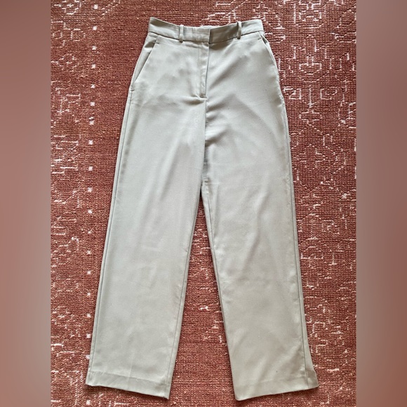 High waisted wide leg Zara pants sage green US S - Picture 3 of 5